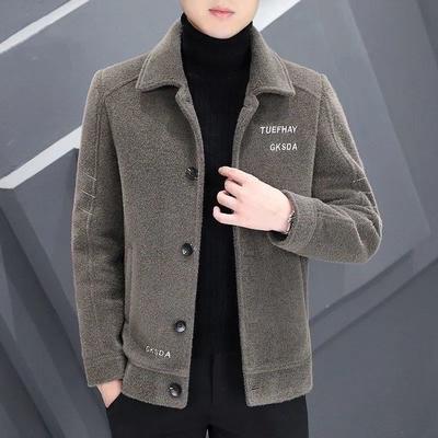 Manteau d'hiver en laine pour homme, Manteau court en laine d'automne et d'hiver, Haut de veste épaissi pour homme, Trench-coat décontracté