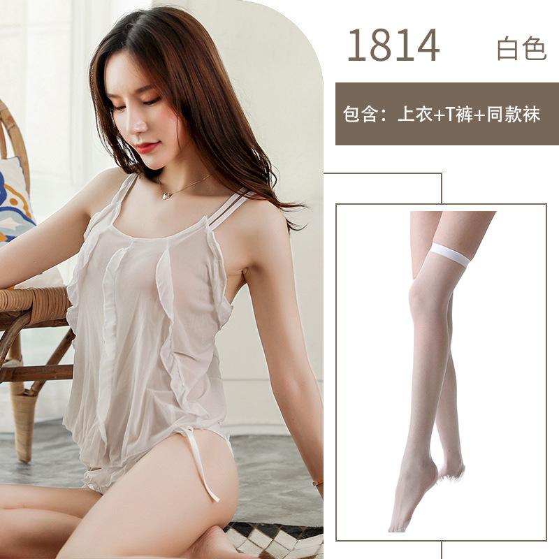 Sex Unterwäsche Sexy Pilzspitze Strapsgürtel Perspektive Mesh Bauchtasche Damen Schnürung Uniform Versuchung