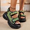 Mode 2025 Neue Pailletten Keilsandalen Damen Übergröße Klobige Plateausandalen Sommer Sandalen Frau Mode Fischmaul Dicke Sohle Sandalen