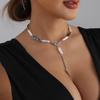Vintage Pearl & Black Diamond Bow Y-Shape Necklace for Women
