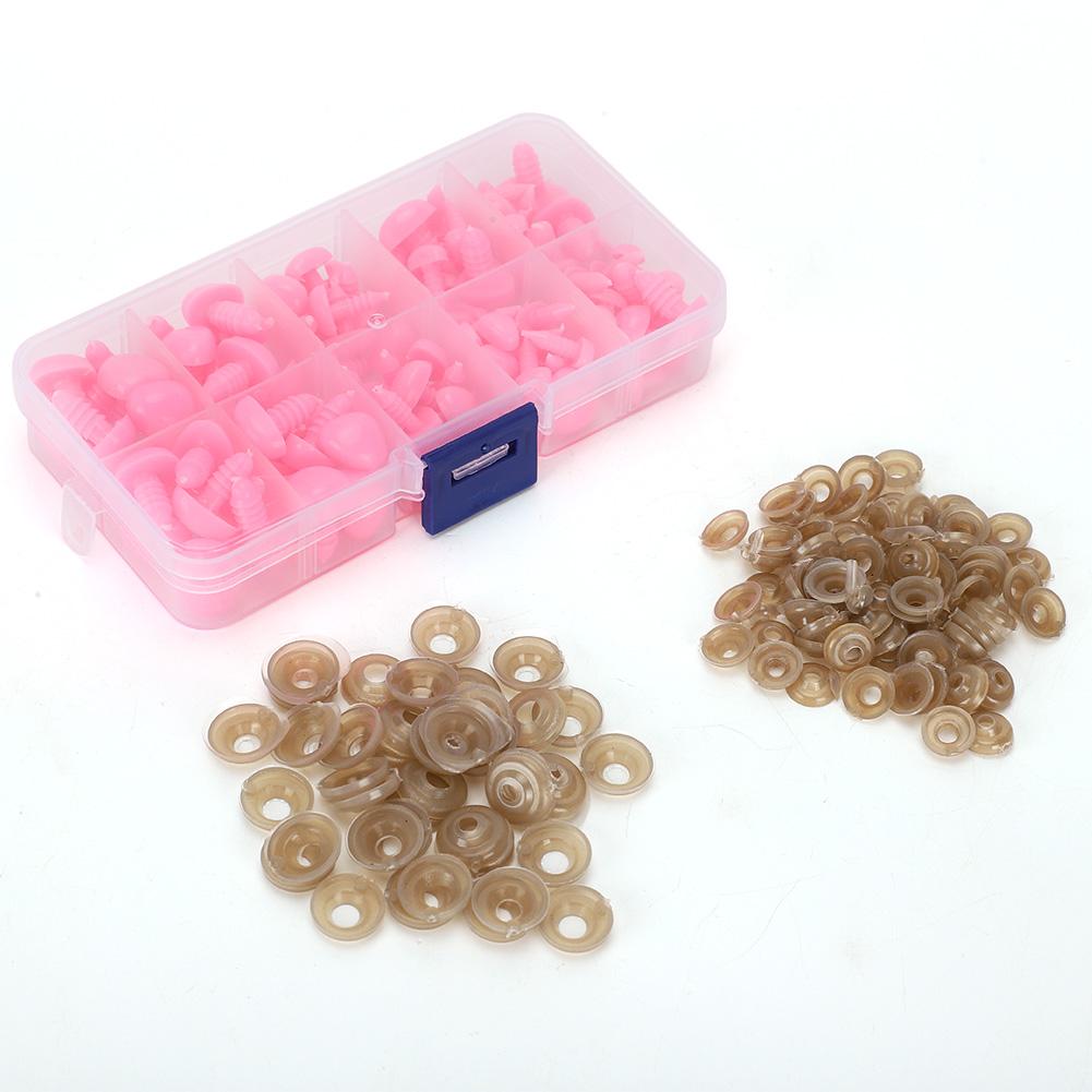 100 Stück DIY Puppennase Schwarze Bohnenform Schraube Handgefertigtes Handwerk Lernspielzeug Zubehör Handwerk(Rosa )