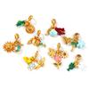 Doreen Box 18k Gold Plated Enamel Animal Plant Charms 304 Stainless Steel European Style Swing Bead Necklce Pendant