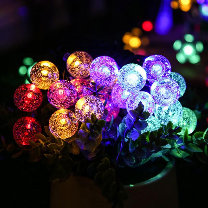 LED Solar Bubble Ball String Lights - Colorful Decorative Lights for Festivals and Outdoor Use