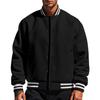 Men's Retro Baseball Jacket Loose Fit Stand Collar Casual Single-Breasted Button Closure