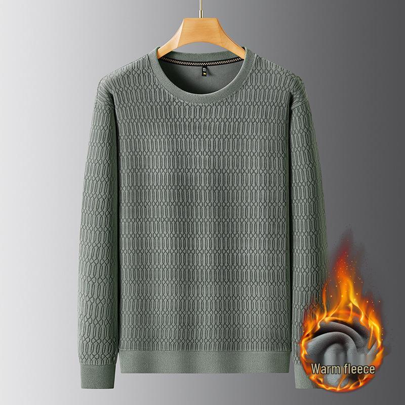 2025 Men's Round Neck Fleece-Knit Loose Fit Long Sleeve Winter Base Layer