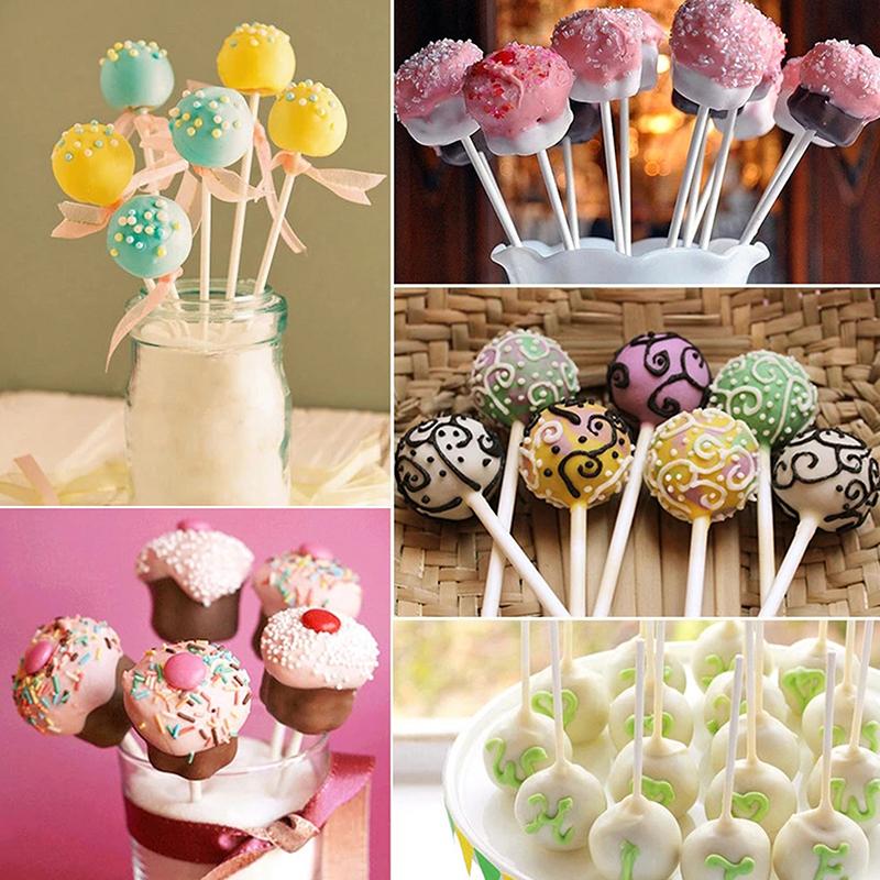 100 Pezzi Bastoncini di Plastica per Lecca-lecca Anima Vuota Bianchi Per Feste Ristorazione Cioccolato Caramelle Zucchero Bastoncini per Lecca-lecca Bastoncino per Cake Pop