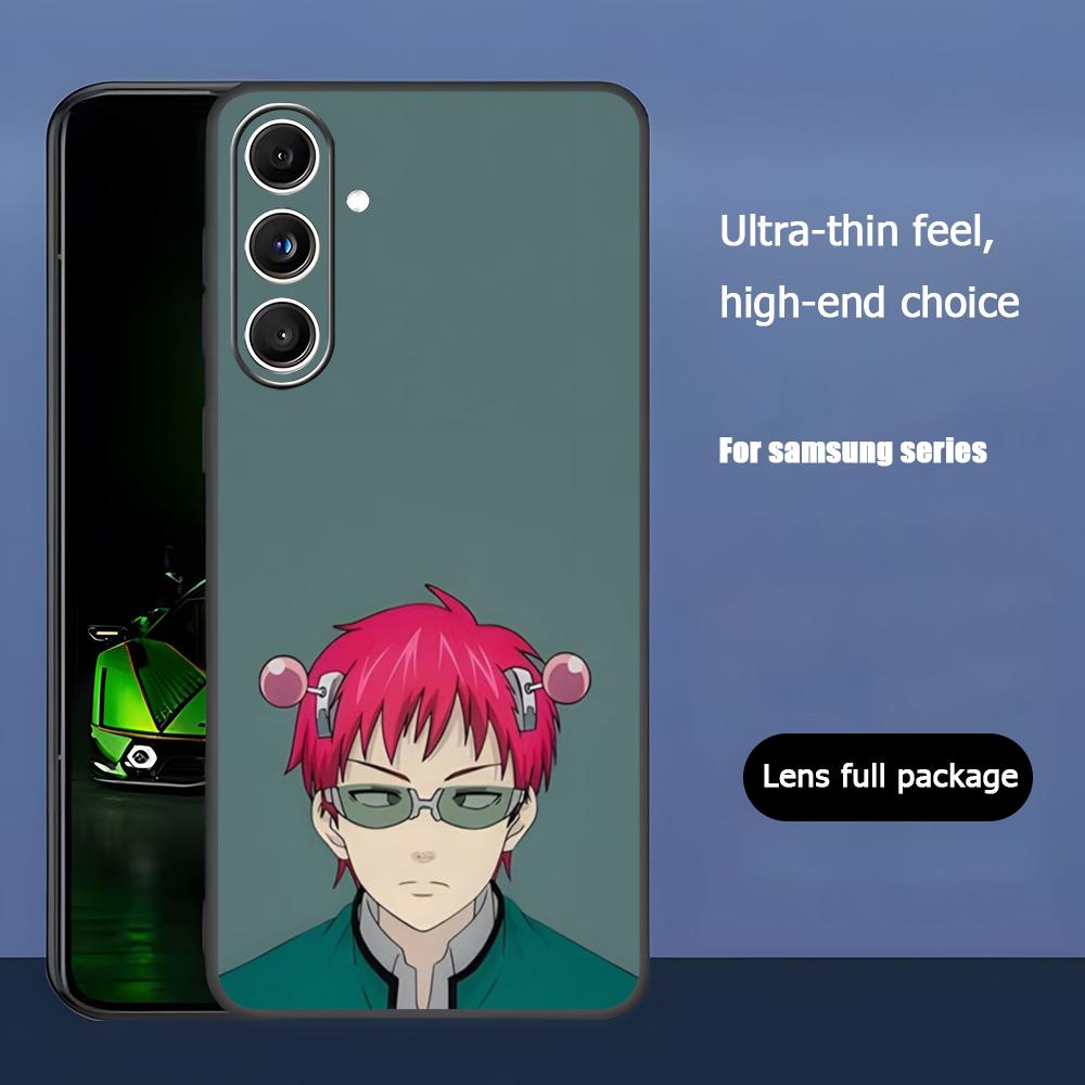 Hot Kusuo Saiki Anime Cool Phone Case For Samsung Galaxy S26 S25 S24 S23 S22 S21 Plus Ultra Note20 Soft Black