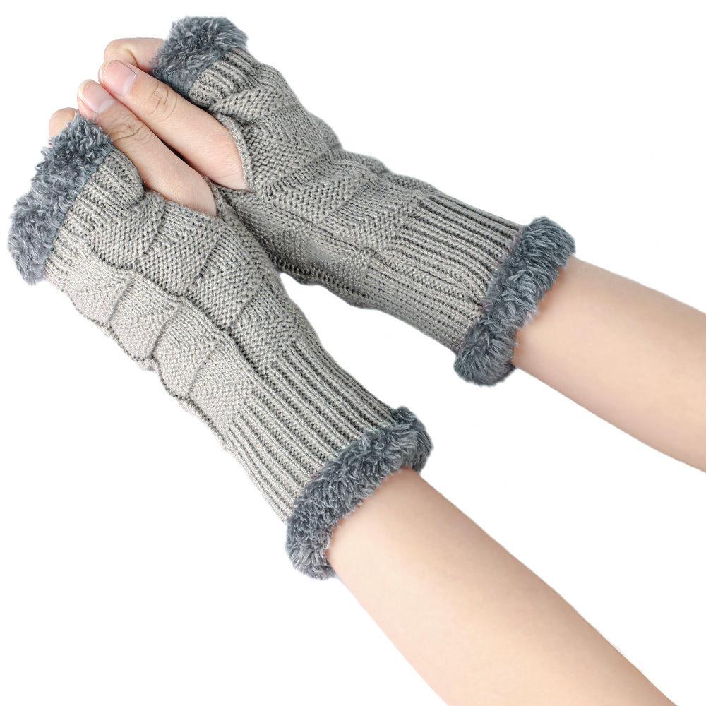 Short Knitted Half Finger Gloves for Women Warm Elastic Autumn Winter Gloves Portable Convenient for Daily Office Accessories