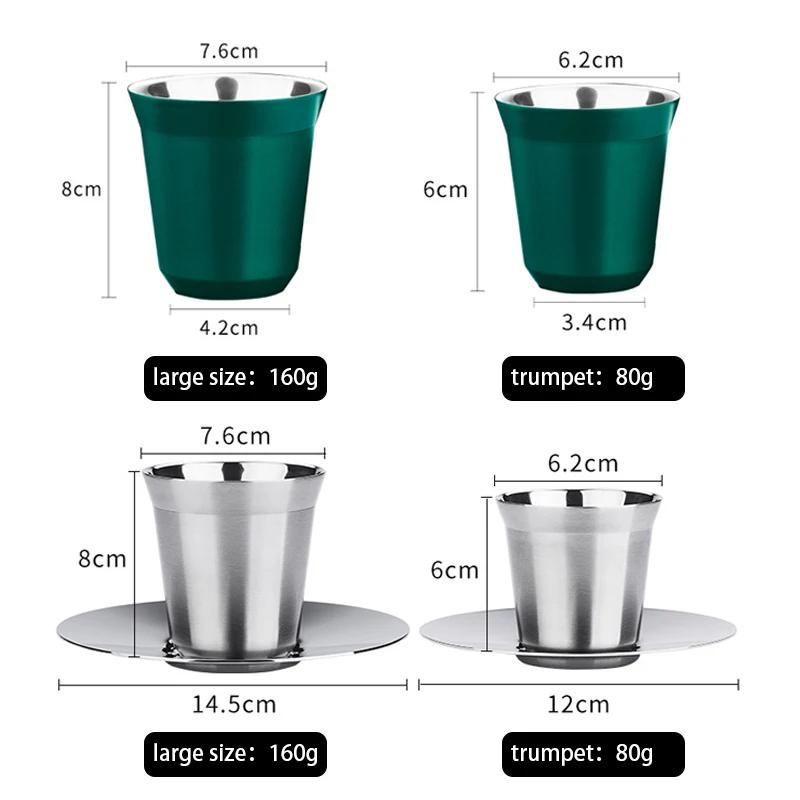 Leeseph Paslanmaz Çelik Espresso Fincanları, Çift Duvar Yalıtımlı Kahve Kupası, Ev İçi, Dış Mekan, Ofis için Demitasse İçme Fincanı