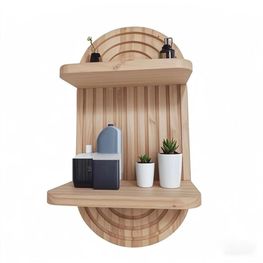 Wall-mounted Wooden Floating Shelves 2 Layer Hanging Holder Boho Wall Shelf Minimalist Eco-Friendly Shelf Wall Decor