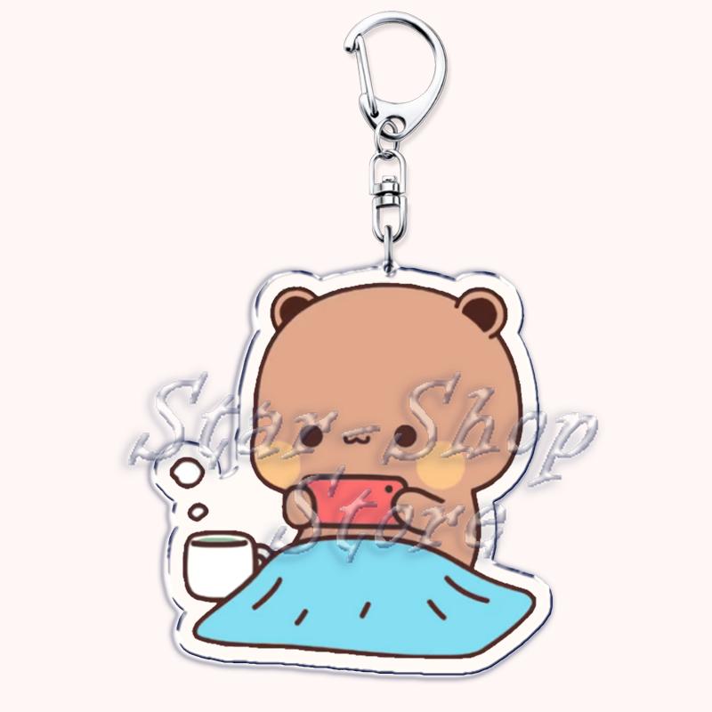 Cute Bubu Love Dudu Yier Keychains Couple Bear Panda Keyrings for Accessories Bag Pendant Key Chain Jewelry Fans Lovers Gifts