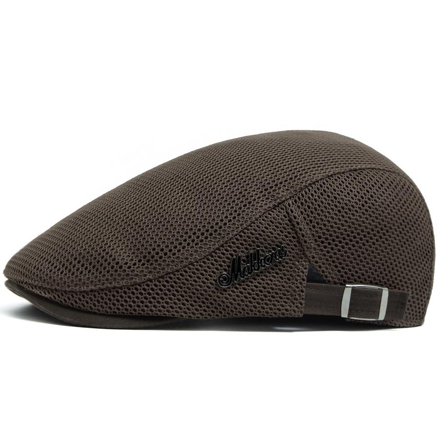 

Fashion Men Beret Summer Breathable Mesh Flat Cap Outdoor Casual Women Sun Visor Hat Vintage Newsboy Caps Female Berets Unisex коричневый