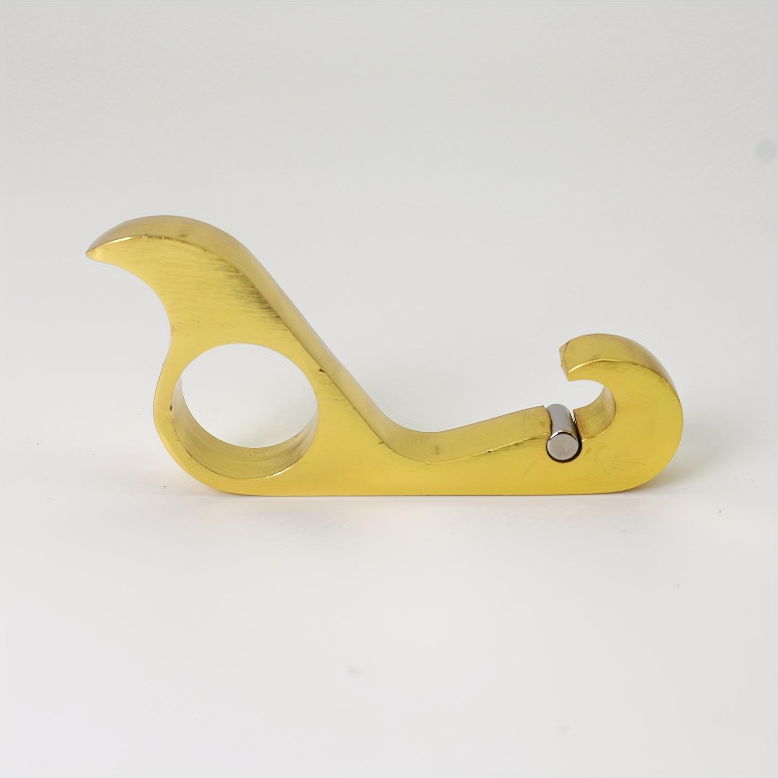 

Compact One-Handed Bottle Opener with Magnetic Suction , Portable Aluminum Beer Bottle Opener for Hiking, Camping, and Home Use золотистый