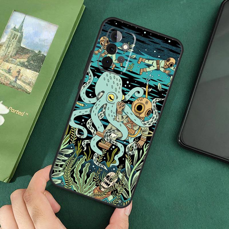 Marine Life Ocean Octopus Case For Samsung Galaxy A54 A12 A22 A32 A52 A72 A52S A14 A70 A51 A71 A33 A53 A73 Cover