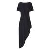 Femme Bord Asymétrique Couleur Col Rond Ample Manches Courtes
