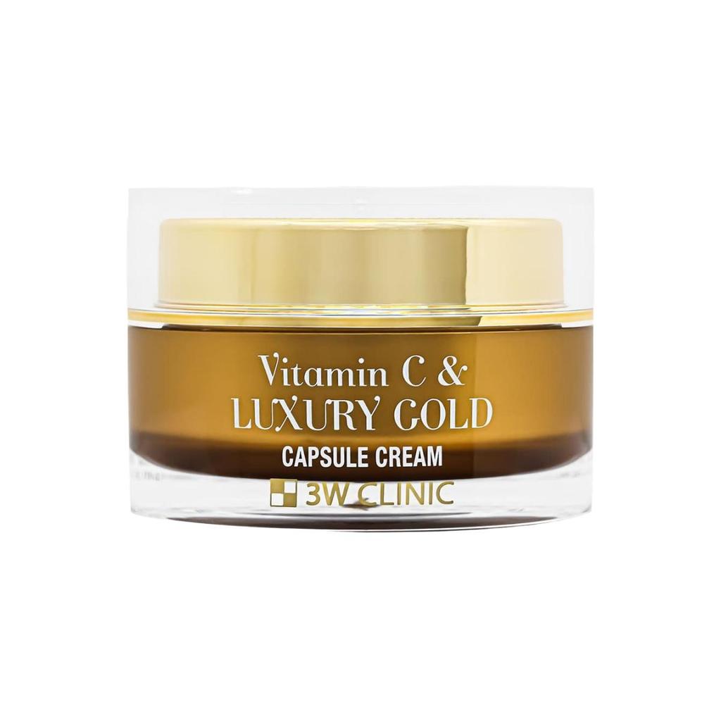 3W Clinic Vitamin C & Luxury Gold Capsule Cream - Brightening & Anti-Aging Face Moisturizer for Radiant Skin - 55g / 1.94 oz.