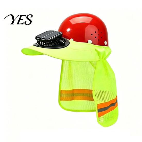 Solar-Ventilator-Sonnenhut für Bauhelm, Nackenschutz mit Schirm und breiter Krempe, Reflektierendes Visier Hohe Sichtbarkeit für Bauhelm-Zubehör