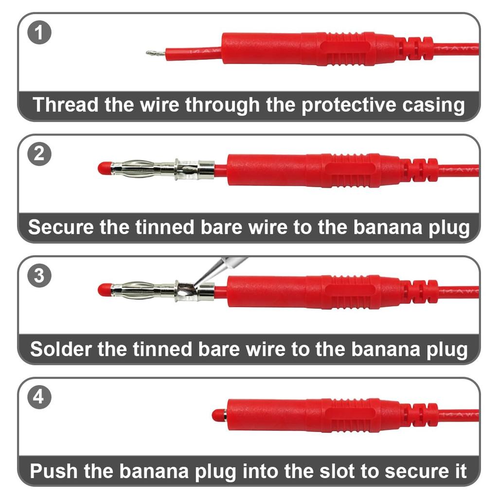 JYUNJOENG 5 Colors 4mm Banana Plugs with Insulation and Safety Pack of 10 Shielding,