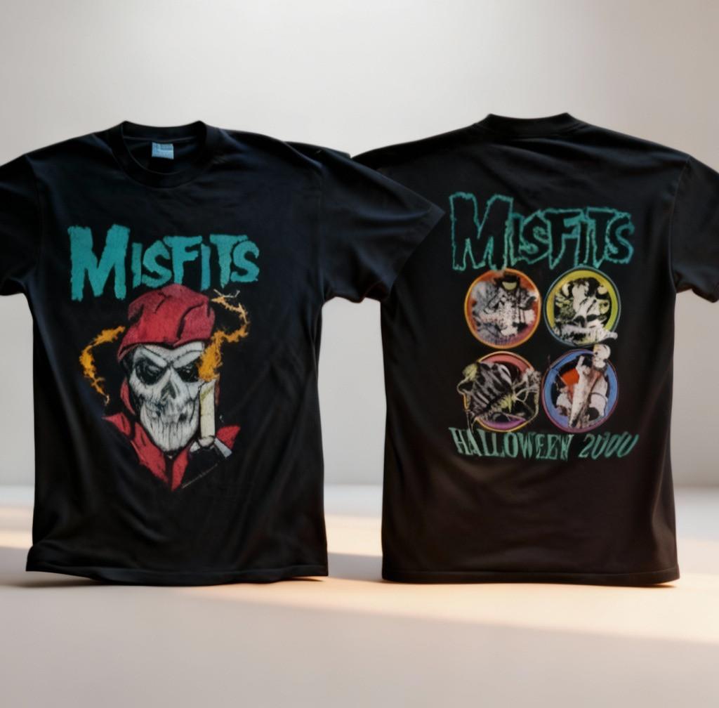 Misfits Halloween 2000 Band Classic Style 2 Side Black Unisex Shirt NWT XXXXL