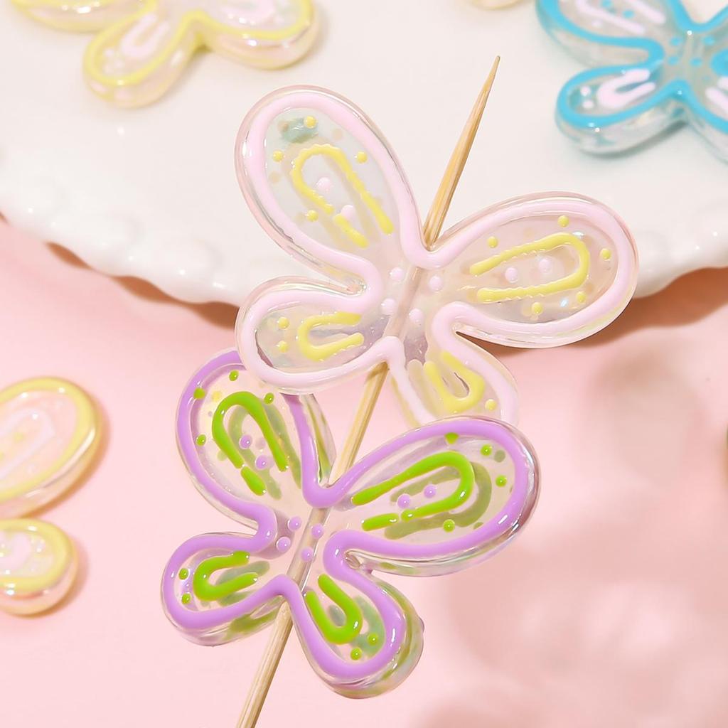 Akrylové ručně vyráběné kapající olejové motýlí korálky pro výrobu šperků DIY Náramek Náhrdelník Náušnice Řetízek na telefon