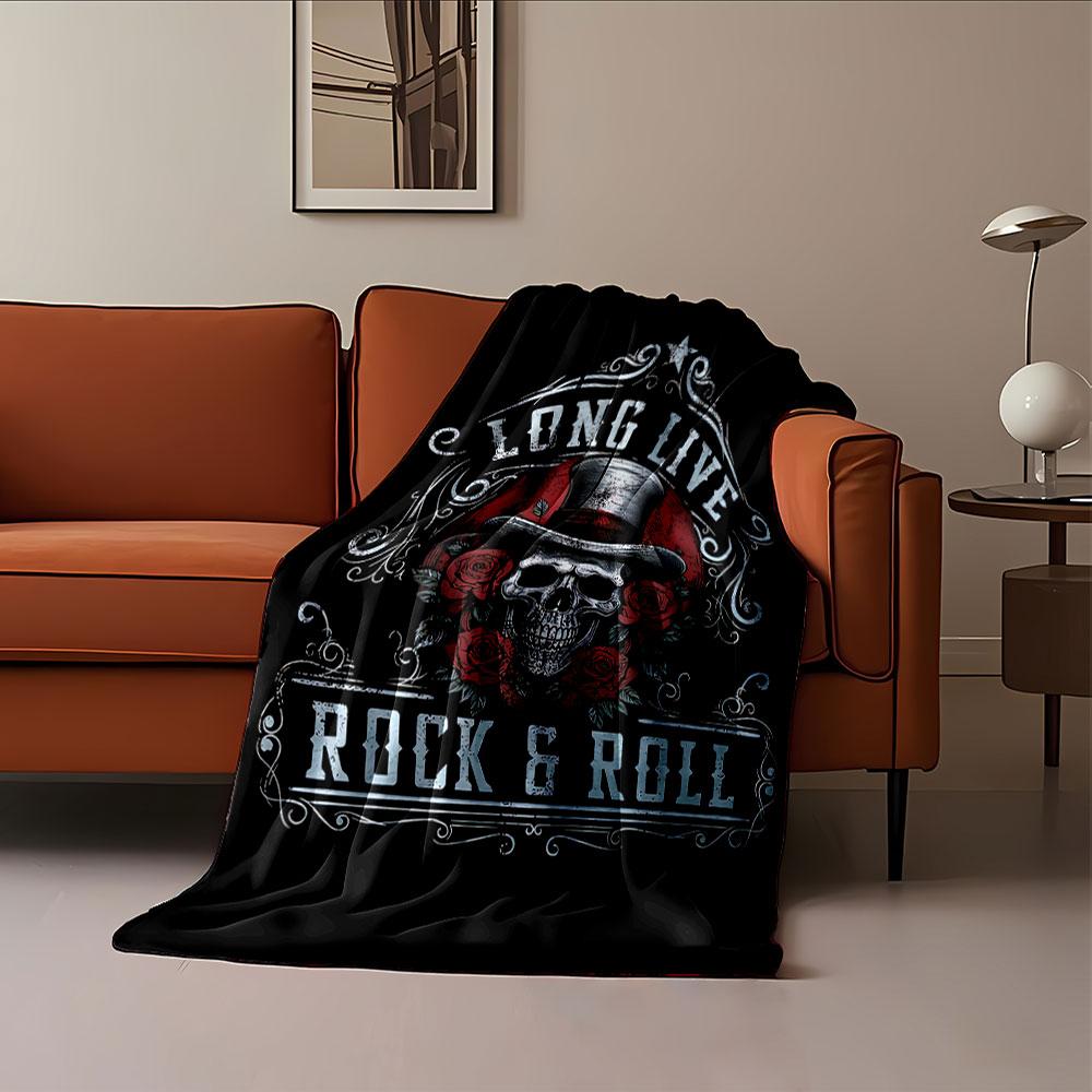 Rock & Roll Skull Blanket for all seasons blanket lunch break throw gift