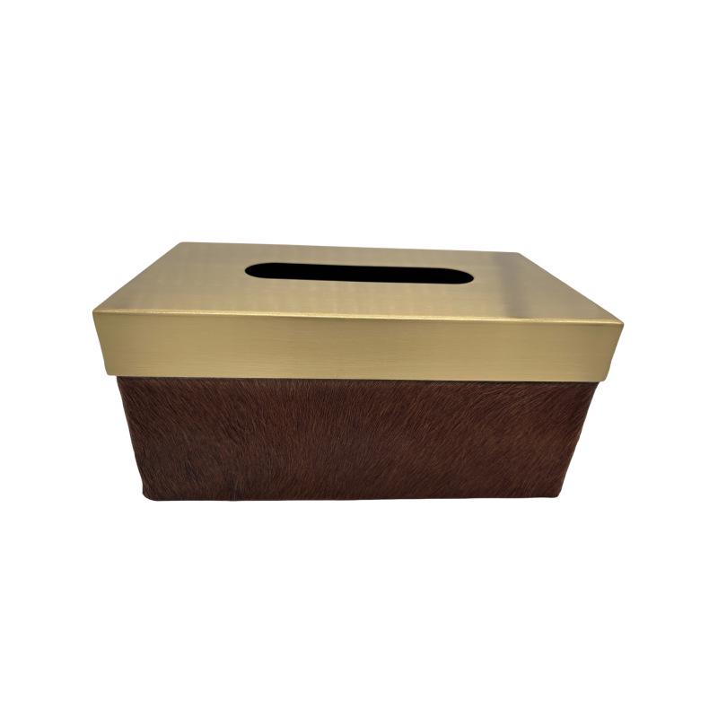 Modern Horsehair Leather Tissue Box for Hotels  Sample Rooms 215 x 130 x 105 коричневый