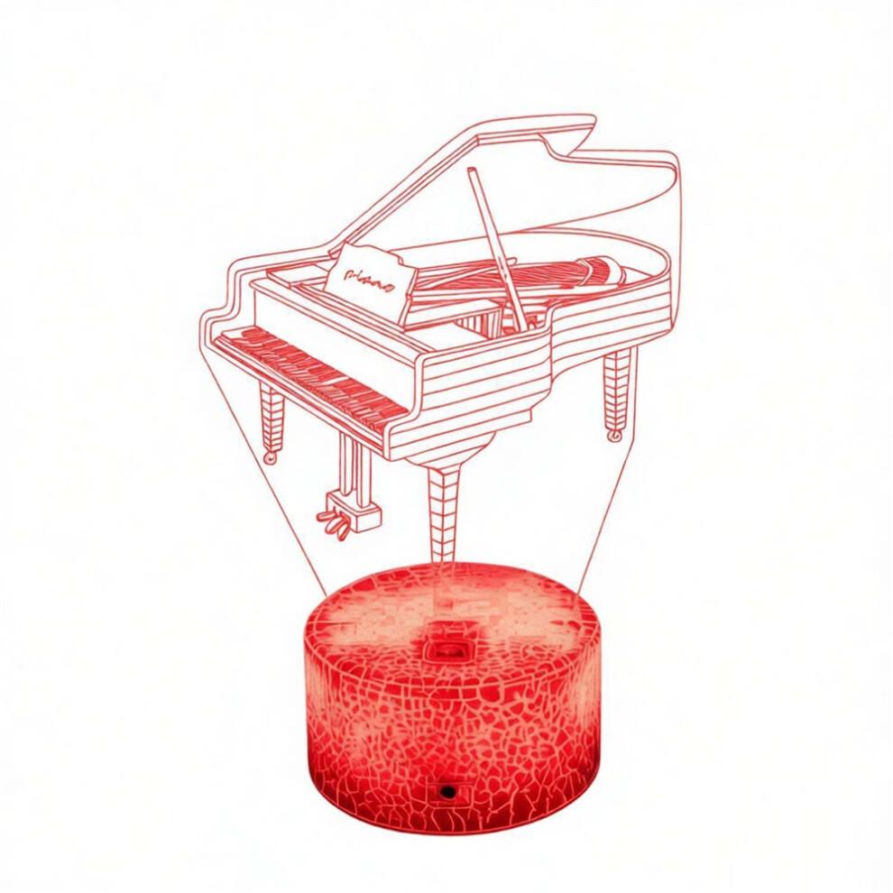 (Crack) Piano 3D Lamp Seven Color Touch Led Creative Night Light