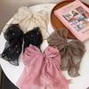 Fashion Ribbon Pearl Bow Hair Clips For Women Elegant Chiffon Bowknot Ponytail Clip Pin Bows Barrette Sweet Headwear Accessories