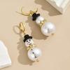 Fashion Christmas White Snowman Pearl Drop Earrings for Women Cute Rhinestone Snowflake Earring Jewelry New Year Holiday Gifts