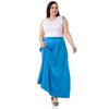Women's Plus Size Flared Satin Long Black Skirt with Elastic Waist Back