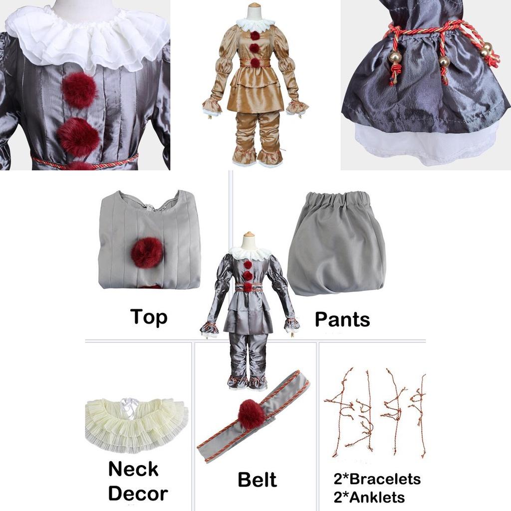 Authentic Pennywise Cosplay Costume For Kids Stephen King's It Clown Suit For Halloween Party
