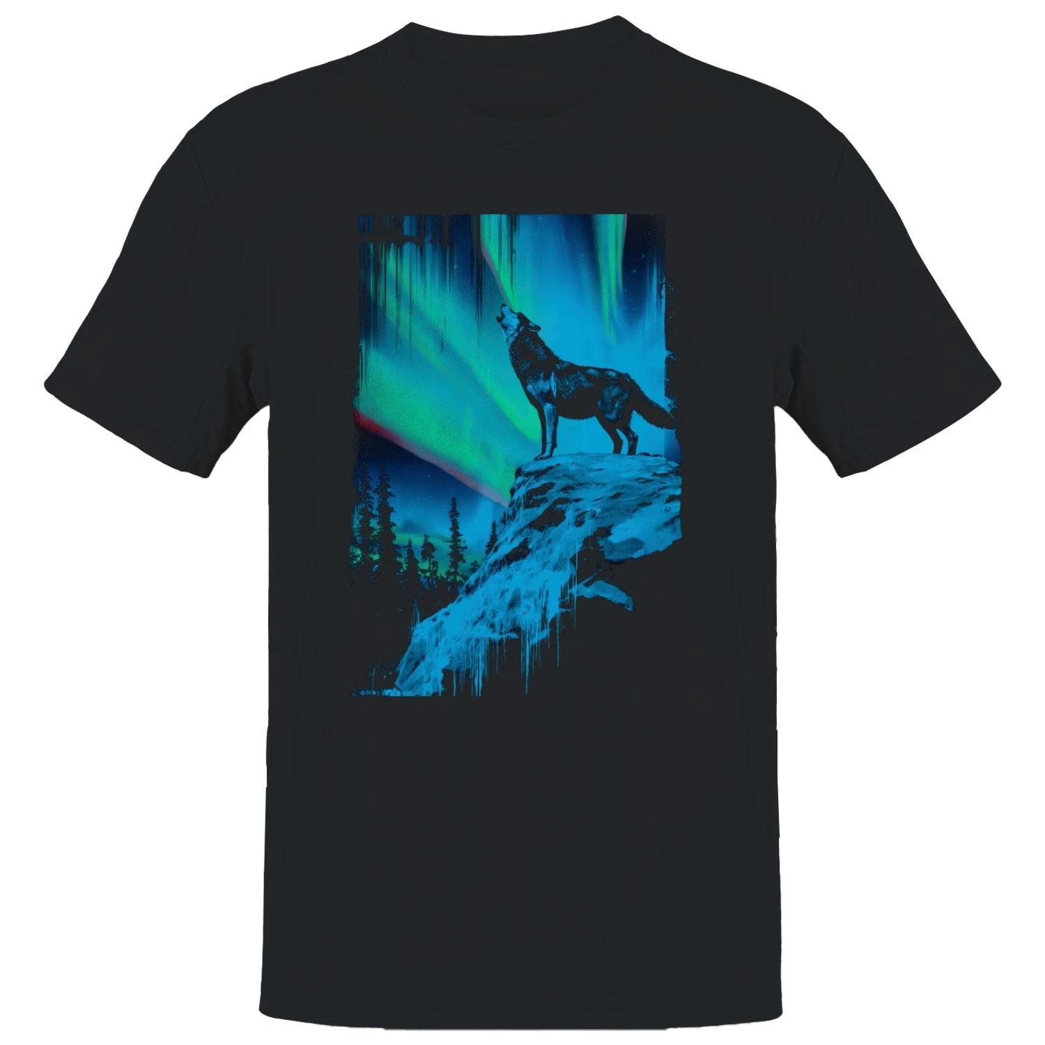 

Мужская футболка «Воющий Волк и Северное Сияние» 2XL