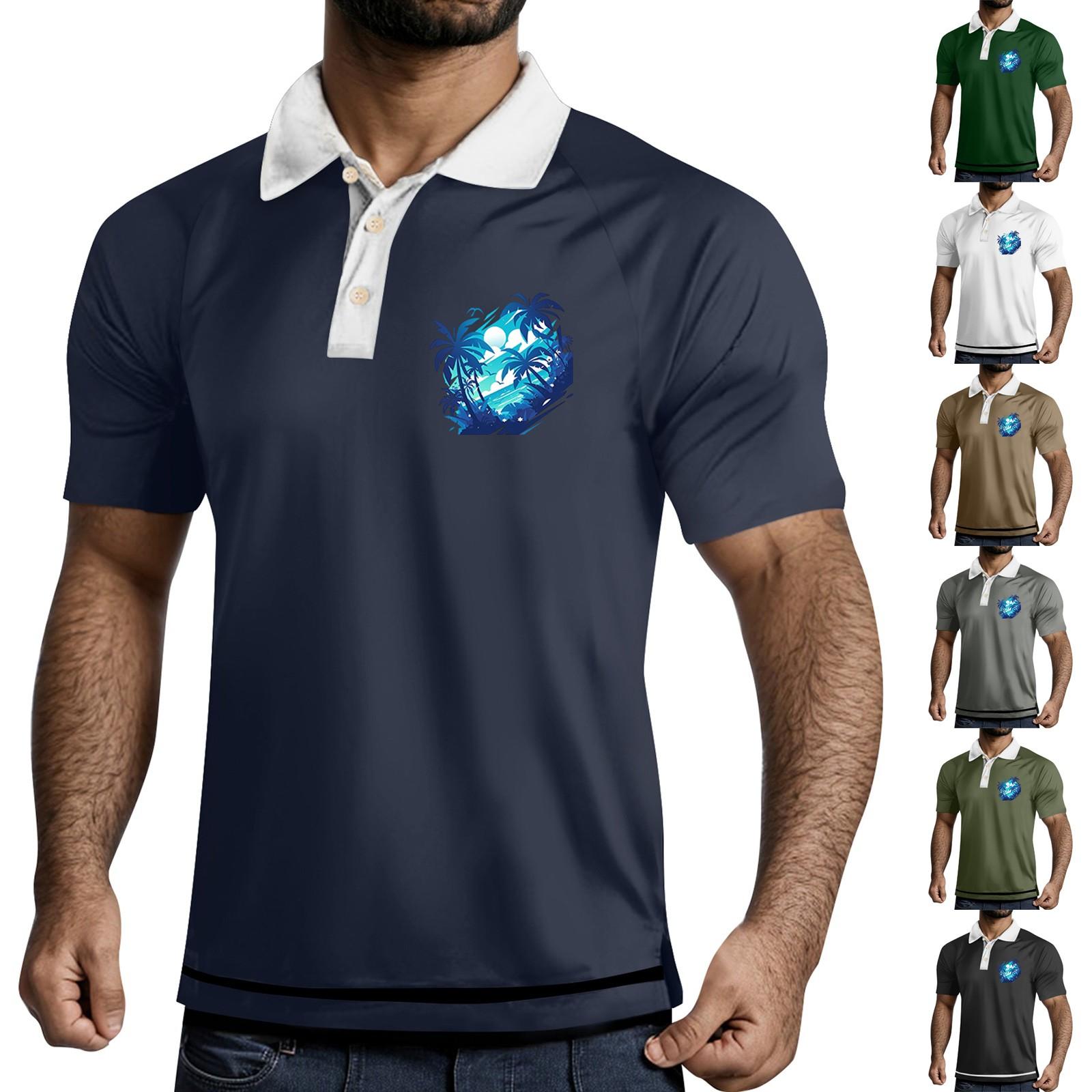 

Мужская рубашка с коротким рукавом и тремя пуговицами и лацканами XXXL