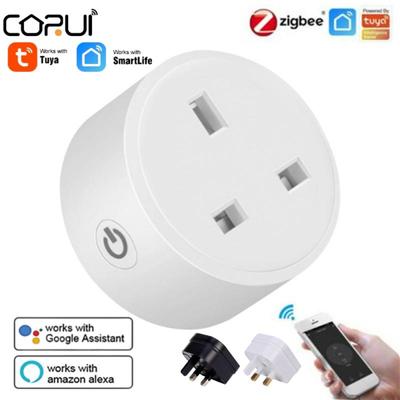 Corui Tuya Zigbee Smart Plug Uk Standard Socket Plug Adapter Smart Life App Remote Control Work With Alexa Google Home Assistant