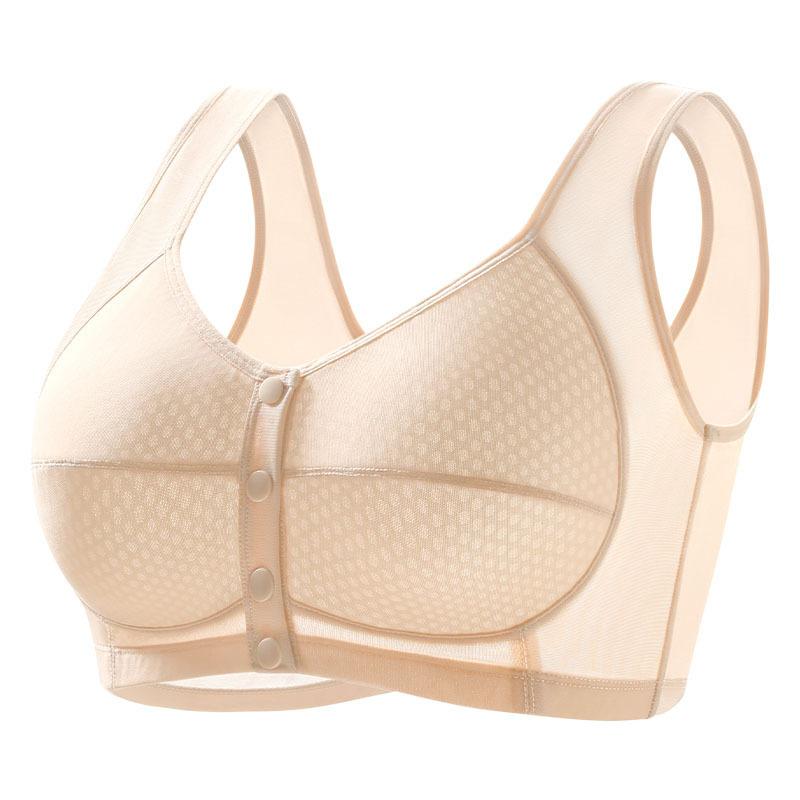 

Ice Silk Mesh Breathable Front Closure Bra, Wireless Tank Top Style Thin Summer Underwear for Middle Aged Elderly Women 80