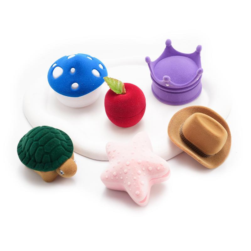 Cartoon Style Velvet Jewelry Box Container Wedding Ring Box For Earrings Necklace Bracelet Display Gift Box Holder 13 Styles