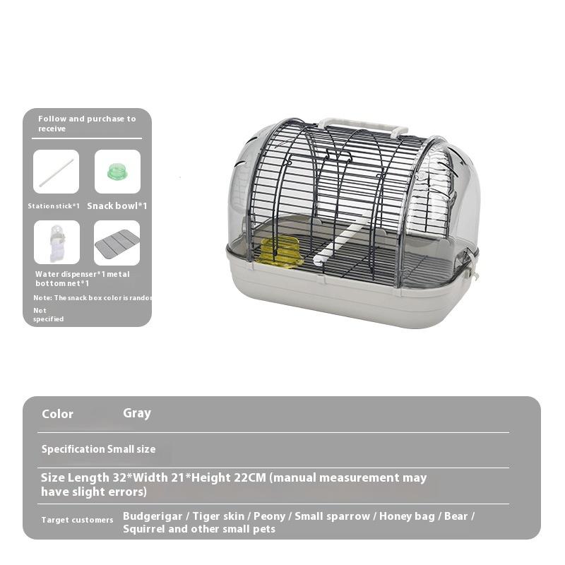 Premium Clear Parrot Carrier Cage Panoramic View Transport Case for Budgies Portable Bird Cage