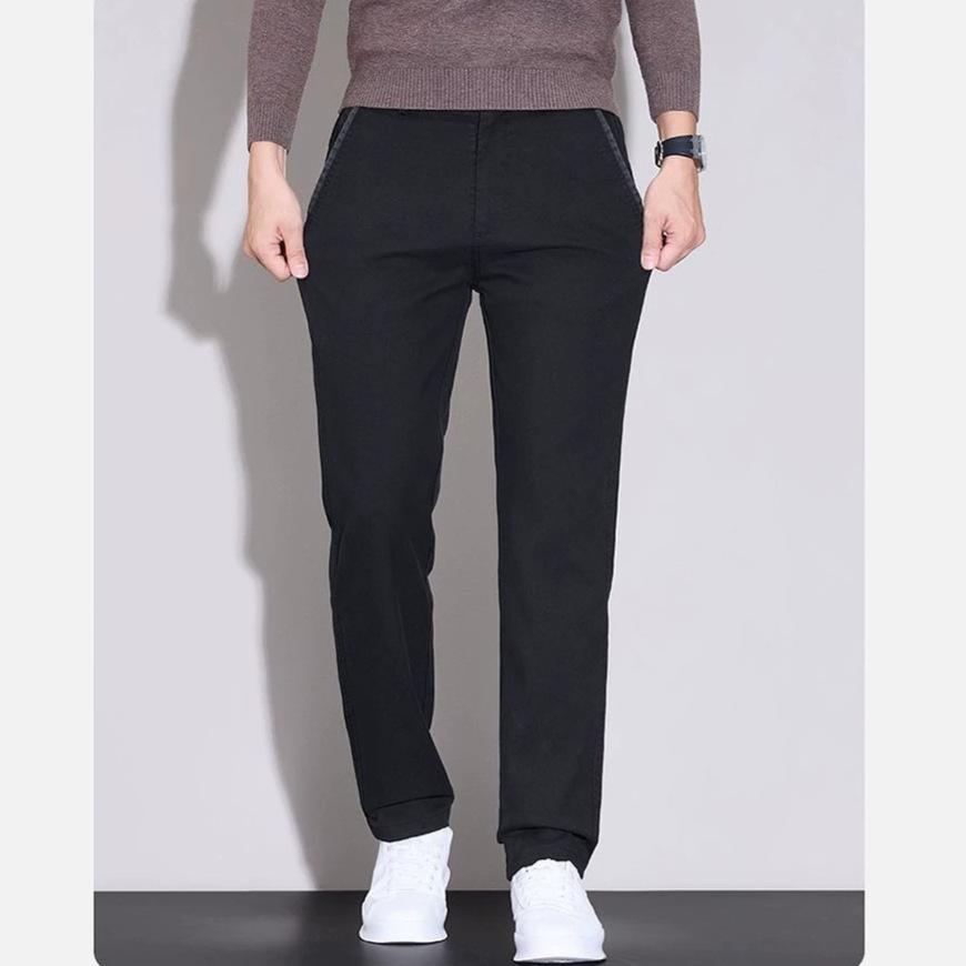 Autumn new four seasons elastic navy blue business slim straight casual pants men's very light pants