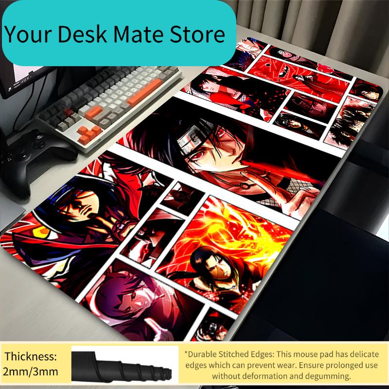 Mouse Pad Gamer Larger XXL Uchiha Itachi Madara N-Naruto Uzumaki Computer Keyboard Desk Mat Pc Gaming Accessories Black Mousepad