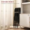 Linen-Look Set of Four Cushioned Folding Chairs - Black