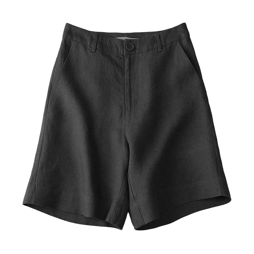 Women's Shorts High Waist Knee Length Shorts Comfy Cotton Linen Shorts With Pockets Summer