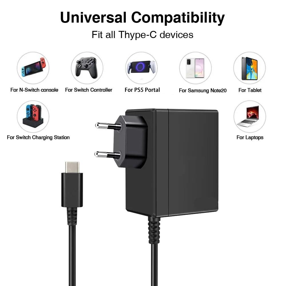 UK Plug AC Adapter Charger For Nintendo Switch / OLED Type C USB Wall Charger