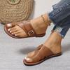 Women Summer Sandals Comfy Ligh Flat Heel Clip-toe Slides Lady Casual Beach Slippers  Belt Buckle Decor Woman Flip-flops