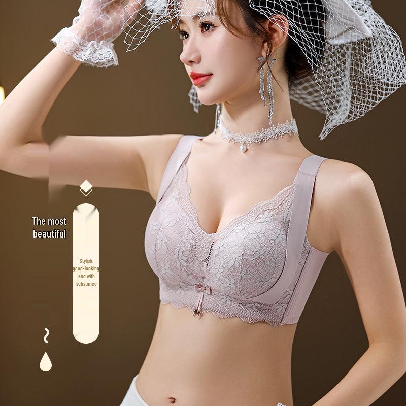 Luxuriöser Damen-Bügelloser Spitzen-BH mit Seitenstütze und Anti-Hänge-Funktion