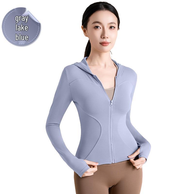 Hochelastischer Slim Kapuzen-Yoga-Cardigan - Winddichte Fitnessjacke zum Laufen, Radfahren und Yoga