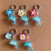 Lovely Dolphin And Flower Keychain Plastic Construction Bag Hanging Pendant Cute Gift For Girls Teens Students