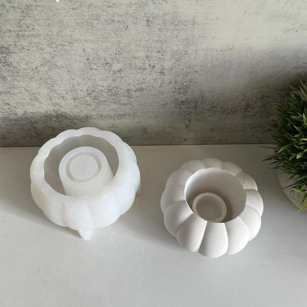 შემოდგომის კუშაუს სასანთლე სილიკონის ყალიბი ჰელოუინის გრძელი სანთლის დამჭერი თაბაშირის ცემენტის ყალიბი