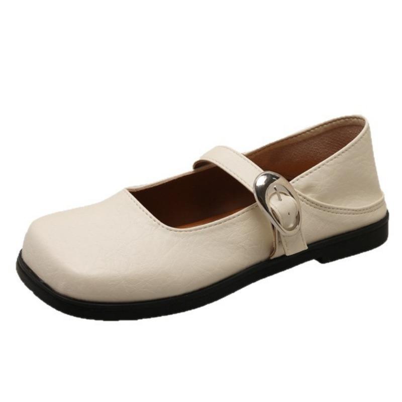 Soft-soled Shallow-mouth Single Shoes Women's Summer New Fashion Retro with Skirt Mary Jane Flat-soled Small Leather Shoes