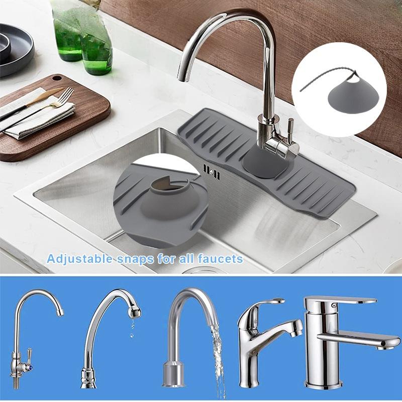 Sink Faucet Drain Mat Large Extended Thick Silicone Drain Drying Mat Storage Mat