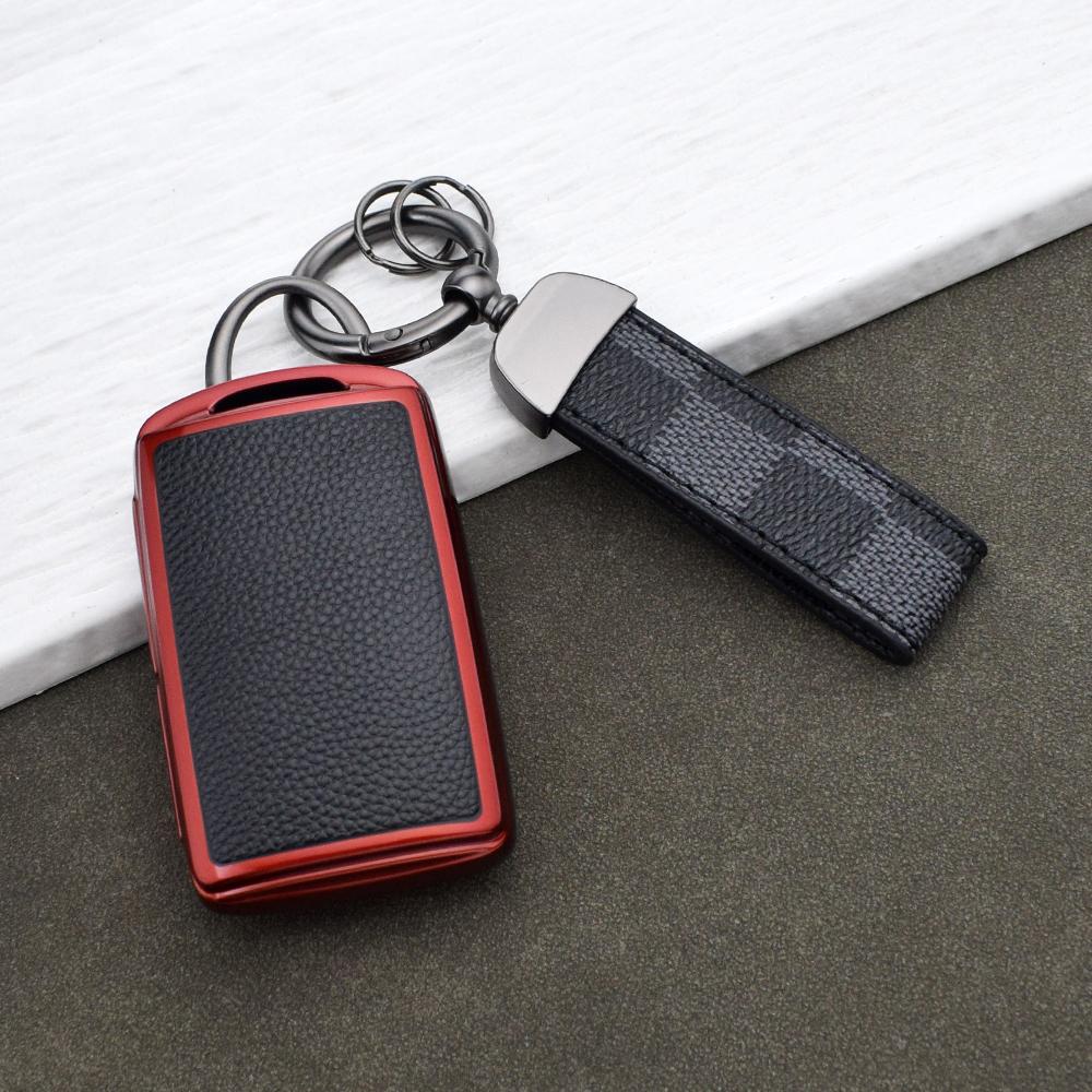 3 Buttons Tpu Leather Smart Key Shell Cover For Mazda Cx-5 Cx-30 Cx-3 Cx-9 Cx-7 Cx-4 Alexa Protective Accessories Key Chain Set
